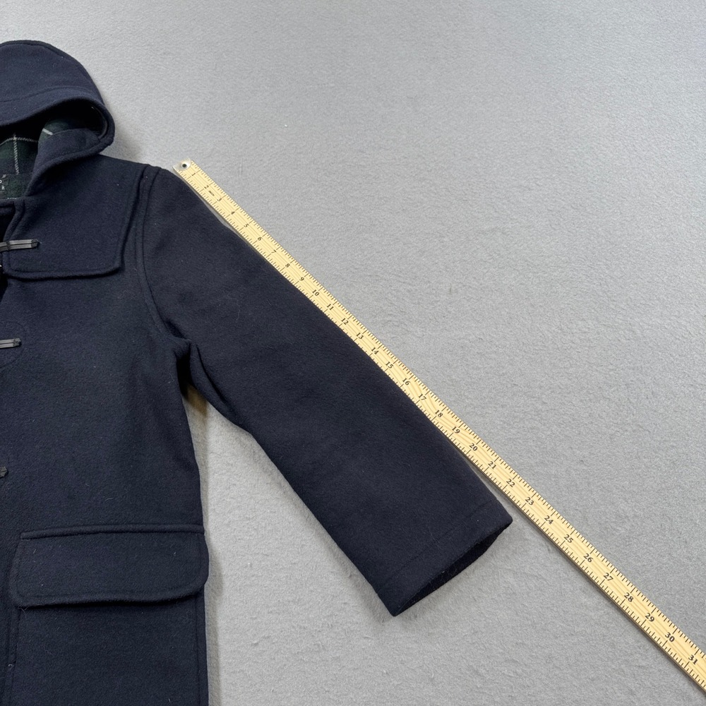 Gloverall Duffle Coat Mens S Navy Blue Wool Plaid Lined Toggle Hooded England - Picture 6 of 7